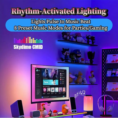 RGB Monitor Backlight with Screen Sync for 32 Inch Screens, Dual USB Powered LED Ambient Lighting Kit, Music Rhythm & Dynamic Modes, Immersive Bias Lighting for Home Office Gaming (4 Sides - 32 inch) - size: 4 Sides - 32 inch