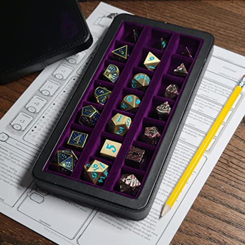 Forged Dice Co. Reliquary Large Divided Case With Tray for Polyhedral Sets - 21 Felt-Lined Chambers - Magnetic Lid Closure - Metal Storage Box - Purple - color: Purple