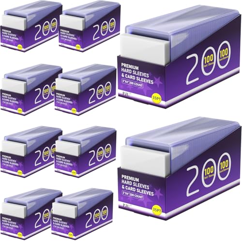 2000 Card Sleeves Hard Plastic, Premium Baseball Card Sleeves, 3" x 4" Trading Cards Holder, Sports Football Game Cards Protectors Top Cases (1000 Hard Sleeve + 1000 Soft Sleeve) - size: 1000 Hard Sleeves + 1000 Soft Sleeves
