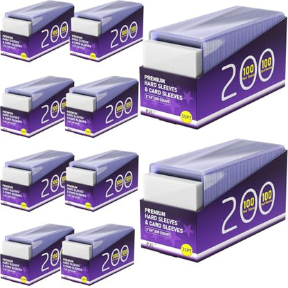 2000 Card Sleeves Hard Plastic, Premium Baseball Card Sleeves, 3" x 4" Trading Cards Holder, Sports Football Game Cards Protectors Top Cases (1000 Hard Sleeve + 1000 Soft Sleeve) - size: 1000 Hard Sleeves + 1000 Soft Sleeves