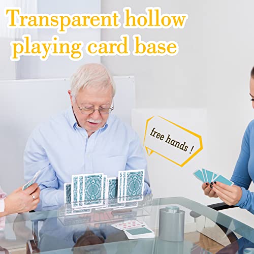 Yerliker 2 Pcs Playing Card Holders for Playing Cards, Acrylic Card Organizers, 4 Slots Tray Solid Game Stands Accessories for Seniors Adult Bridge, 10 x 2.3 x 2.3 Inch
