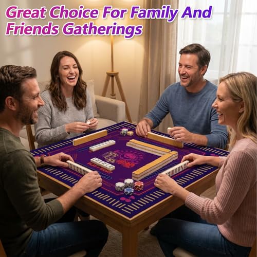 3MM Mahjong Mat 31.5” x 31.5” with Black Carrying Bag,Thickened Waterproof Anti Slip & Noise Reduction Gaming Mahjong for Table, Board Games, Poker,Dominoes and Card Games