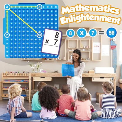 Torlam Multiplication Flash Cards + Math Board, Time Table Chart Flashcards for Kids Ages 6-12, 3rd-6th Grade Classroom Must-Have - style: Multiplication Flash Cards + Math Board