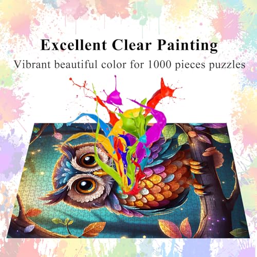 Puzzles for Adults 1000 Pieces, Cute Owl Jigsaw with Poster Letter on Back, Unique Pieces Fit Well No Dust (27.5"x19.6") - color: Owl