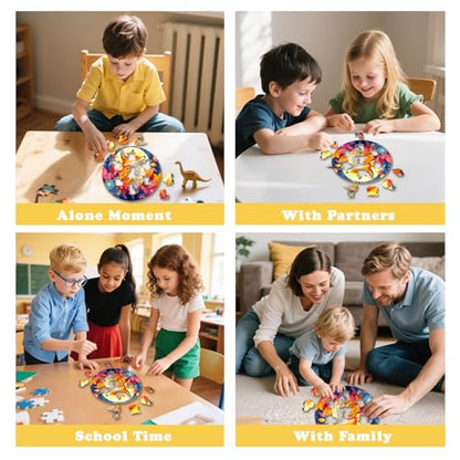 Animal Wooden Puzzles for Kids - Red Fox (11.4 * 11.4 in) | 50 Piece Puzzles for Kids Ages 6-8, Kids Puzzles with Unique Animal Shapes, Round Gift for Girls and Boys - color: Red Fox