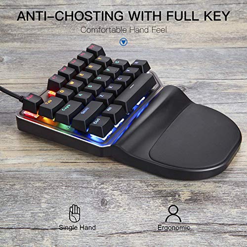 MOTOSPEED One-handed Mechanical Mini Gaming Keypad 27 keys, 9 LED Backlit USB Wired Mechanical Gaming Keyboard for Pro Keyboard Computer/PC/Desktop/Laptop