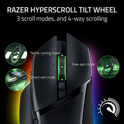 Razer Basilisk V3 Pro Wireless Gaming Mouse: HyperScroll Tilt Wheel - 30K DPI Optical Sensor - Gen-3 Optical Switches - 13-Zone Chroma RGB - 13 Programmable Controls - 3 Connection Modes - Black - color: Classic Black