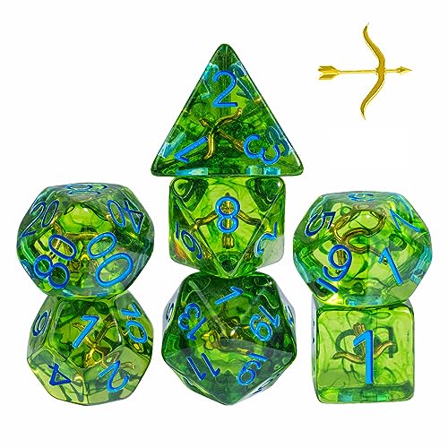UDIXI D&D Polyhedral Dice Set, Green DND Dice Set Ranger for Tabletop Games | Velvet Storage Bag, DM Gift, for Dungeons and Dragons Role Playing Games Board Games - color: Role:ranger