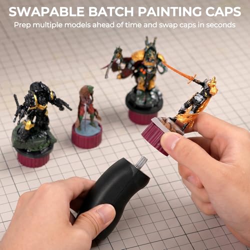 Nicpro Miniature Painting Handle Kit, 360° Rotating Miniature Holder | Ergonomic Handle with Magnetic Dock, 4 Swappable Caps, 3 Dock Plates & 50g Putty, for Model, Fantasy Figurines, 3d Prints