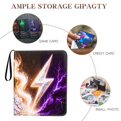 Trading Card Binder 9 Pocket, 900 Pocket Card Holder with 50 Removable Sleeves,PU Waterproof Card Book 3-Ring Zipper Collectible Card Album for Adult Gift (Purple-1) - color: Purple-1, size: 9 Pocket, 900 Cards