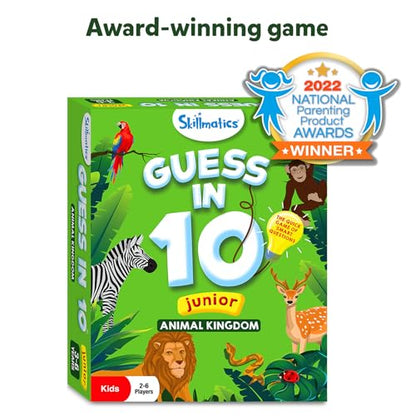 Skillmatics Guess in 10 Junior – Animal Kingdom, Card Game, Gift for Kids | Educational Trivia Game for Preschoolers, Travel Toy & Guessing Board Game, Screen-Free, Boys & Girls Ages 3, 4, 5 & 6 - style: 3. Junior Animal Kingdom
