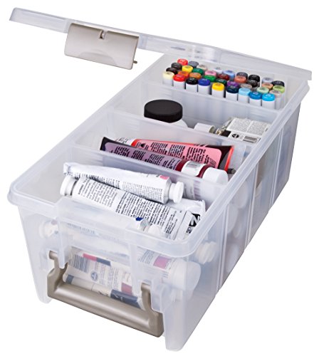 ArtBin Semi Satchel 휴대용 공예 정리함, 칸막이 3개 포함 - 미술 및 공예 용품을 위한 투명 플라스틱 보관 케이스 - color: 골드., size: Pack of 1