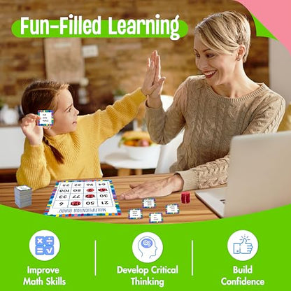SpriteGru Multiplication & Division Bingo Game, 480 Math Problems, 2 Educational Math Board Game for Kindergarten and Preschool Kids 4-8, Perfect for Classroom & At Home (Up to 25 Players) - style: 25 Pcs Multiplication & Division Bingo Game