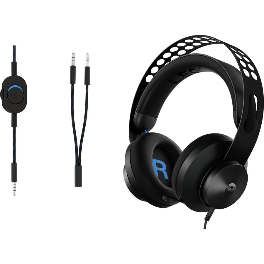 Lenovo Legion H300 Stereo Gaming Headset, Noise-Cancelling Mic, Memory Foam & PU Leather Earcups, Stainless Steel Headband, PC, PS4, Xbox One, Nintendo Switch, Mac, GXD0T69863, Black - style: H300