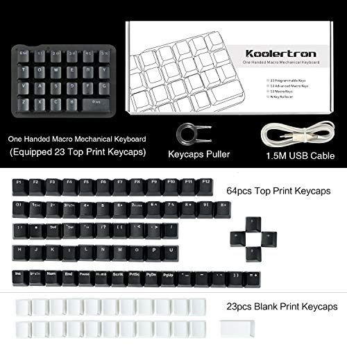 Koolertron One Handed Macro Mechanical Keyboard, RGB LED Backlit Portable Mini One-Handed Mechanical Gaming Keypad 23 Fully Programmable Keys Blue Switches - style: 23 Keys/RGB Backlit/Blue switches