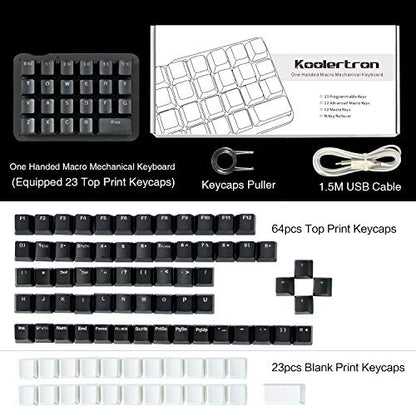 Koolertron One Handed Macro Mechanical Keyboard, RGB LED Backlit Portable Mini One-Handed Mechanical Gaming Keypad 23 Fully Programmable Keys Red Switches (RGB Backlit/Red switches) - style: 23 keys/RGB Backlit/Red switches