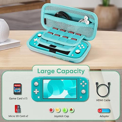 FINTIE Carrying Case for Nintendo Switch Lite 2019, [Shockproof] Hard Shell Protective Cover Travel Bag with Game Card & Micro SD Card Slots for Switch Lite Console & Accessories, Emerald Marble - color: emerald marble