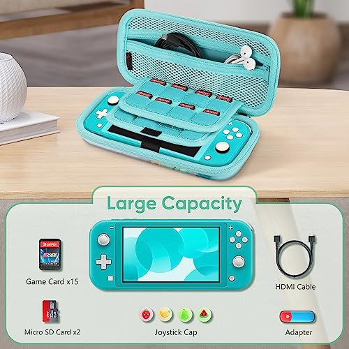 FINTIE Shockproof Carrying Case for Nintendo Switch Lite 2019 | Hard Shell Protective Cover, Portable Travel Storage Bag, Game Card / Micro SD Card Slots, Inner Pocket, Emerald Marble - color: emerald marble