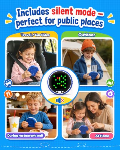 Handheld Electronic Board Games,7-in-1 Portable Travel Games with 5-in-a-Row & Tic-Tac-Toe,Birthday Gifts for Kids Adults,Strategy Family Game for Car Rides/Airplane/Camping,Brain Toy for Kids Ages 6+