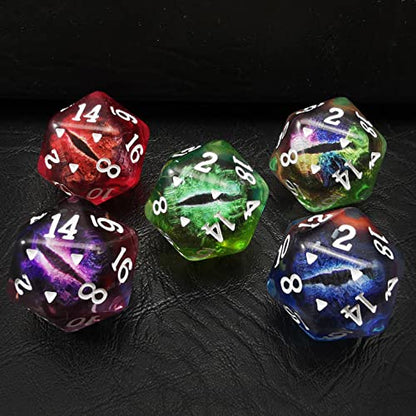 Bescon's Polyhedral Dragon Eye 20 Sides Dice 5pcs Set, Standard Size of 20MM - color: Dragon Eye D20 5pcs Set