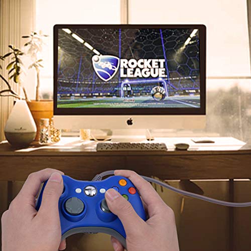 ONE250 USB Wired Game Pad Controller, Compatible with Xbox 360, Xbox 360 Slim, Windows PC - Replacement USB Wired Gamepad (Blue) - color: Blue