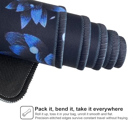 Large Gaming Mouse Pad-70x30 Blueflower | Non-Slip Rubber Base 27.5x11.8IN Computer Desk Mat for PC,Mac,Laptop-Stitched Edges and Smooth Surface for Office,Home,Work - color: 70x30 Blueflower