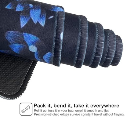 Large Gaming Mouse Pad-70x30 Blueflower | Non-Slip Rubber Base 27.5x11.8IN Computer Desk Mat for PC,Mac,Laptop-Stitched Edges and Smooth Surface for Office,Home,Work - color: 70x30 Blueflower