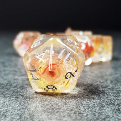Sage’s Portal Cantrips DND Dice Set - Round Edge Resin 7-PC Polyhedral DND Dice Set for Dungeons and Dragons D&D RPG Tabletop TTRPG (Mystic Saffron) - color: Mystic Saffron