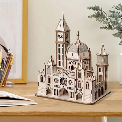 3D Wooden Puzzles for Adults, DIY Castle Model Building Kit | Creative Craft & Model Kits for Adults, DIY Assembly Puzzle Desk Decor, Holiday Gift for Xmas, Teens Men 14+, STEM Project - style: Castle