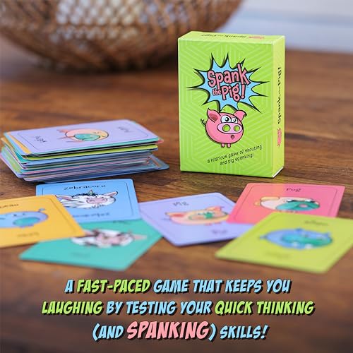 Spank The Pig! - Hilarious & Fun Family Card Game for Kids, Teens & Adults, Funny Fast Paced Games for 2-7 Players