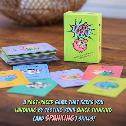 Spank The Pig! - Hilarious & Fun Family Card Game for Kids, Teens & Adults, Funny Fast Paced Games for 2-7 Players