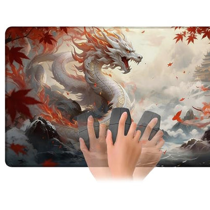 for MTG Playmat 24 x 14 Inches Dragon Magic Play Mat Card Game Mat for Magic The Gathering TCG PTCG Playmat with Free Storage Bags Non-Slip Backing and Stitched Edge - color: Dragon No With Zones