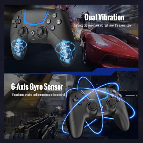 BETMI Wireless Controller for PS-5/Pro/Slim/PC with Hall Joysticks (Black) | Bluetooth Gaming Controller with LED Channel Light/Turbo/6-Axis Gyro/Dual Vibration/Touchpad/3.5mm TRRS Audio Jack/Speaker