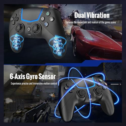 BETMI Wireless Controller for PS-5/Pro/Slim/PC with Hall Joysticks (Black) | Bluetooth Gaming Controller with LED Channel Light/Turbo/6-Axis Gyro/Dual Vibration/Touchpad/3.5mm TRRS Audio Jack/Speaker