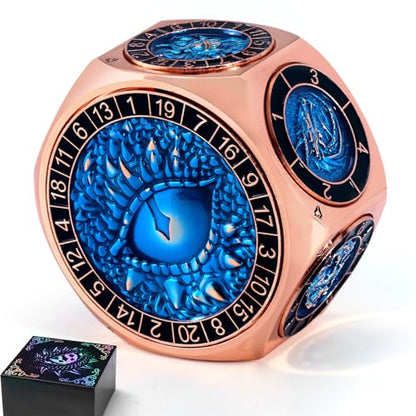 ZHOORQI 8-in-1 DND Dice Set – Metal Spinner Dice with Dual D20, 3D Monster Engravings & Smooth Spinning – Perfect for TTRPG, D and D Dungeons and Dragons Gifts(Copper Blue) - color: Copper Blue