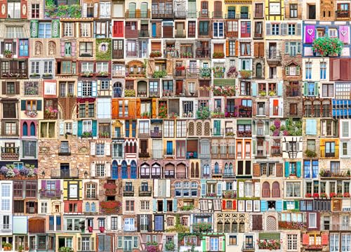 Puzzles for Adults 1000 Pieces, Windows in The World Jigsaw with Poster Letter on Back, Unique Pieces Fit Well No Dust (27.5"x19.6") - color: Windows