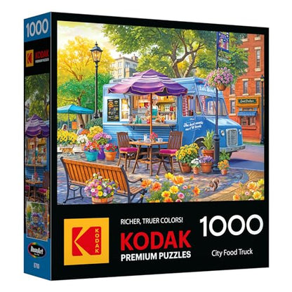 RoseArt Kodak Premium City Food Truck 1000 Piece Jigsaw Puzzle | 26.625" x 19.25" Finished Size, Fully Interlocking Pieces, Bonus Poster Included, Made in USA