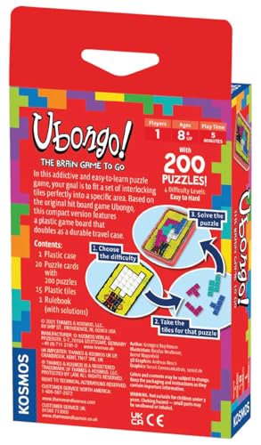 Ubongo: The Brain Game to Go – Solo Tile-Fitting Puzzle Game with 200 Puzzles and 4 Difficulty Levels for Ages 8 and Up by Thames & Kosmos