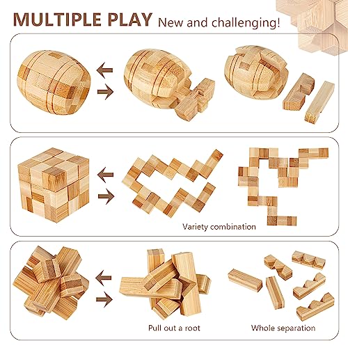 VolksRose 15pcs Wooden Brain Teaser Puzzles, IQ Challenge Puzzle Games, Logic Smart Mind Puzzle Box Lock Toy Removing Assembling 3D Small Puzzle Gift Set for Adults Teenagers Kids, 1.8inch 4.5cm - color: A-15pcs-4.7cm