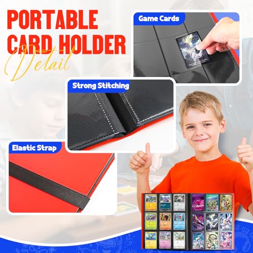 Card Binder 9-Pockets, Trading Card Binder, 20 Pages, 360 Card Capacity Collection Binder, Card Folder for MTG, TCG, Game Cards & Sports Cards（Red） - color: Red