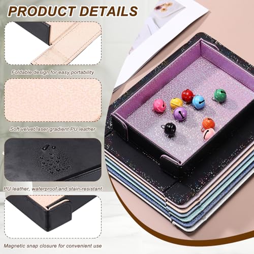 uxcell PU Leather Dice Tray, Rectangle Magnetic Folding Velvet Portable Folding Dice Rolling Tray for Table Games Keys Wallet Watch Coin, Glitter Champagne - color: Champagne
