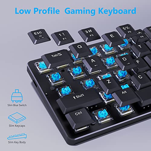 Redragon 60 Percent Mini Keyboard, Mechanical Gaming Keyboard with Low Profile Blue Switches, 18 LED Backlits, Wired Compact Portable Keyboard for Windows PC Mac, Typing, Travel, K616