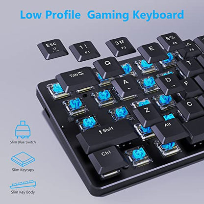 Redragon 60 Percent Mini Keyboard, Mechanical Gaming Keyboard with Low Profile Blue Switches, 18 LED Backlits, Wired Compact Portable Keyboard for Windows PC Mac, Typing, Travel, K616