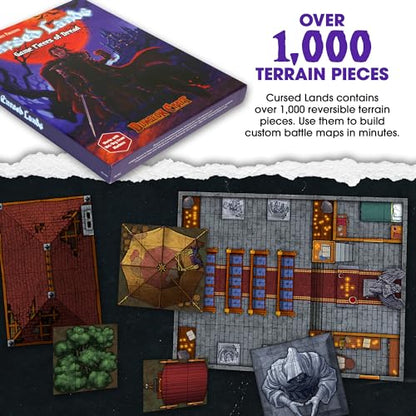 Dungeon Craft Cursed Lands Terrain Set for RPG & DND - 1000+ Double-Sided Dry/Wet Erase Tiles - Modular Battle Map Pieces for Tabletop Games & Dungeon Maps - style: Cursed Lands