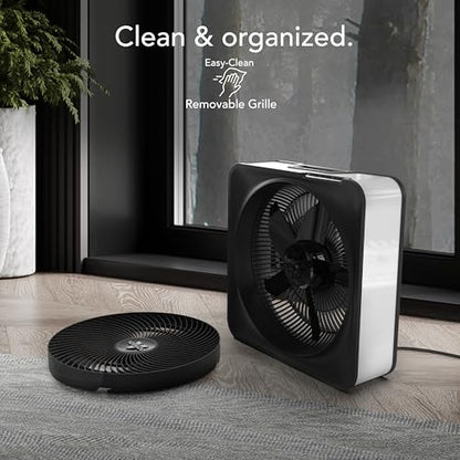 Vornado Model 80 High Velocity Box Fan, 20 Inch, 5 Speeds, Powerful Airflow | Removable Grille, Whole Room Air Circulation, Targeted Cooling, Cord Storage, Durable Floor Fan, Ice White - size: Model 80