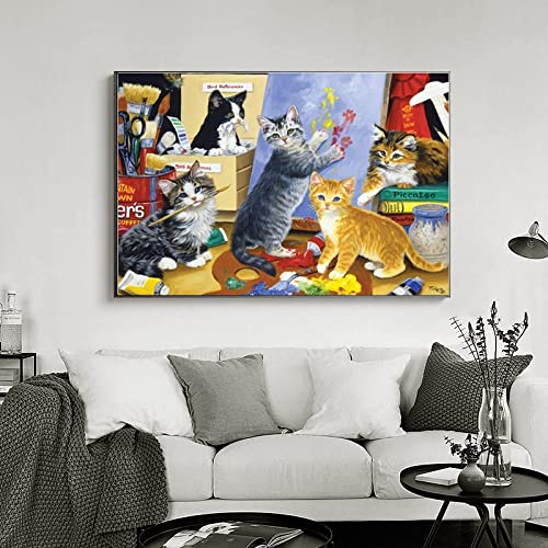 Jigsaw Puzzles for Adults 1000 Piece Painting Cats 27.56 x 19.69 Inch Puzzles for Adults Kids Educational Game Reduce Pressure Challenge Toy Cats Puzzles 1000 Pieces for Adults - color: Painting Cats