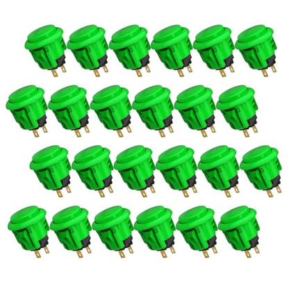 QANBA D-lite Arcade Button Original Buttons Snap-in Joystick Arcade Buttons for DIY Arcade Machines 24mm Push Button Switch(Boxed (24mm Green（EL05) 24 Pcs) - size: 24mm Green（EL05) 24 Pcs