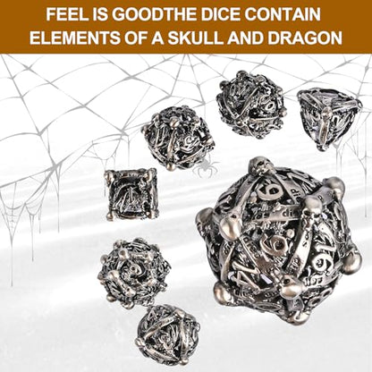 DND Metal Dice Set, UBEUCK 7PCS Gear Metal DND Dice Set for Dungeons & Dragons Board Games Boxes (Antique Nickel dice) - color: Antique Nickel Dice