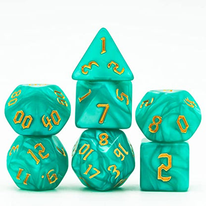 6 Sets DND Dice Polyhedral Dice Set (42pcs) with 1 Large Leather Bag, D&D Dice Set for Dungeons and Dragons, RPG Table Games. (6 Sets Sickle Font Pearl Patte) - color: 6 Sets Sickle Font Pearl Patte