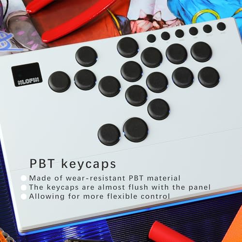 NLOFIN Leverless Arcade Stick 16Keys All-Button Leverless Controller(White) | Custom RGB Arcade Fighting Stick,for PS4/PS5/PC/Switch/Steam, Aluminum Controller,Supports Hot-Swap&SOCD - color: White